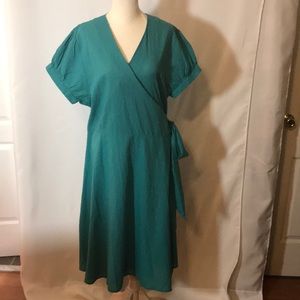 BIN14 NWT Turquoise wrap dress dotted Swiss fabric